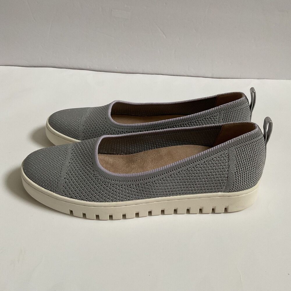Vionic Uptown Skimmer Knit Shoes Womens Size 9 Gray Metallic Slip On Comfort